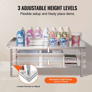 Tavolo da Lavoro Professionale in Acciaio Inox 30 X 60 X 26 Pollici, Banco di Preparazione per Cucina Commerciale con 3 Lati Rialzati - Product Image 5