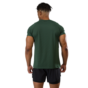 Camiseta Base Tee para Hombre, Color Verde Montaña, Manga Corta, Algodón Premium, Cómoda, para Gimnasio, Ropa Deportiva Moderna, Venta al Por Mayor - Product Image 3