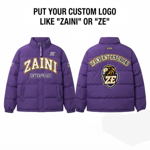 Premium 220 GSM Polyester Camouflage <b>Long</b> Stand Collar Puffer Jacket Custom Chenille Patch Quilted Purple <b>Winter</b> Outdoor <b>Coat</b> - Product Image 1