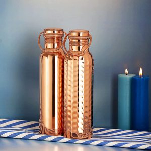 Hand Hammered 100% Pure <b>Copper</b> Water <b>Bottle</b> New Design Water <b>Bottle</b> for Home Office School Workout Gym Running Yoga 1 Ltr - Product Image 6