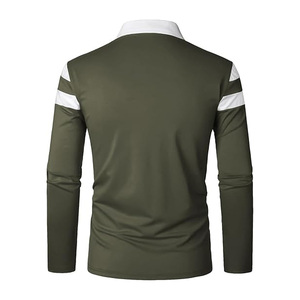Polo de Manga Larga para Hombre, Corte Ajustado Informal, Transpirable, con Cierre de Cremallera en Contraste, Color Sólido, Tops de Algodón, Personalización OEM ODM, Marca Privada - Product Image 6