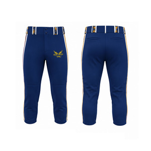 Pantalon de baseball marine pour homme, coupe ajustée, logo brodé doré, braguette boutonnée, en polyester, respirant, style uniforme - Product Image 1