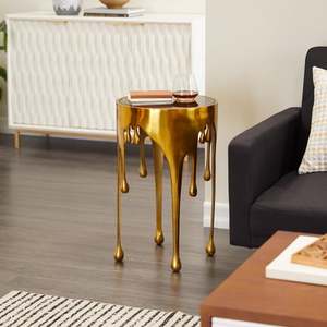 Space Saver Modern <b>Round</b> <b>Coffee</b> <b>Table</b> with Marble Top <b>Metal</b> Frame Durable Finish 20 Inch Height Decorative Living Room Furniture - Product Image 5