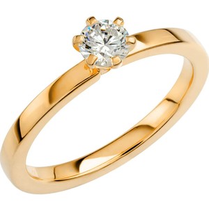 Bague de fiançailles de luxe pour femme en argent sterling avec moissanite taille brillant, sertie griffe, plaqué or jaune et finition rhodiée - Product Image 6