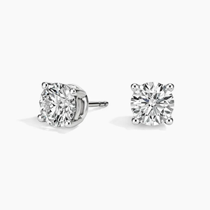 Boucles d'oreilles classiques en diamants de laboratoire taille brillant rondes en or blanc 14 carats, bijoux de mariage unisexe, certifiées IGI, couleur D - Product Image 3