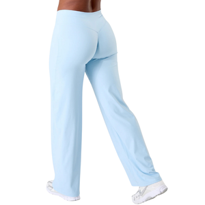 Pantalones de Cintura Alta para Mujer, Pierna Ancha, Largos, Fluidos, para Gimnasio, Yoga, Elásticos, Cómodos, Casuales, Deportivos - Product Image 3