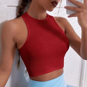 Camiseta de Tirantes Tejida para Mujer, con Logotipo Personalizado, de Algodón y Elastano, Ajustada, Sexy, para Club, Gimnasio, Deportiva, Corta y Acanalada - Product Image 4