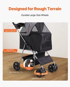 Poussette pour animaux de compagnie à quatre roues de qualité supérieure TH-PPS-323 avec support détachable Design spacieux et pare-soleil pour le confort - Product Image 4