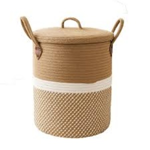 Clothing Organizer Foldable Collapsible Stackable 100% Cotton Woven Durable Eco-Friendly Storage <b>Basket</b> - Product Image 4