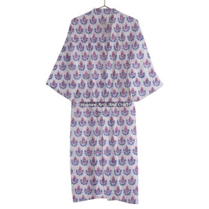 ชุดกิโมโนผ้าฝ้ายแท้สำหรับผู้หญิง, ชุดกิโมโนผ้าฝ้ายพิมพ์ลายชุดยาว - Product Image 1
