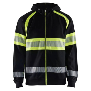 OEM Custom Solid <b>Hi</b> <b>Vis</b> Workwear Hoodies With Zipper <b>Fleece</b> Windproof Eco-Friendly Lightweight Hoodies Outdoor Safety For Men - Product Image 2