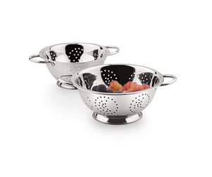 Égouttoir en acier inoxydable avec poignées robustes, base solide à auto-drainage, finition chromée, passe au lave-vaisselle, polissage miroir - Product Image 3