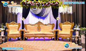 King Queen ชุดโซฟาสีขาวสำหรับเจ้าบ่าวเจ้าสาว,ชุดโซฟาสีขาวบริสุทธิ์สไตล์อิตาลีชุดแต่งงานหรูหรา - Product Image 6