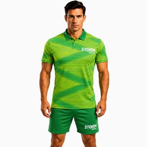 Ensemble de tennis deux pièces pour homme : Polo à col montant et short, design personnalisé, tendance et best-seller - Product Image 2