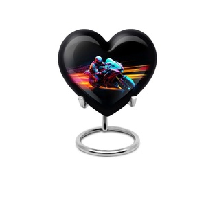 Urna Funeraria Decorativa en Forma de Corazón para Cenizas Humanas, Modelo Forest Heart Sunset, con Base, para Adultos, Venta al por Mayor - Product Image 6