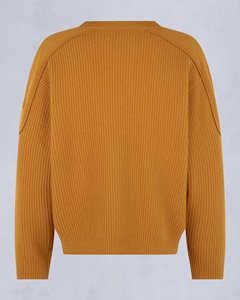 Pull-over tricoté surdimensionné jaune moutarde pour homme, col rond, couleur unie, avec poches, coupe classique, idéal pour l'automne, ODM - Product Image 2