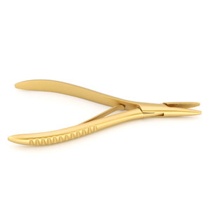 Pince professionnelle pour extensions de cheveux, plaquée or, pour application de mèches, forme plate avec dents pour perles et dreadlocks - Product Image 4