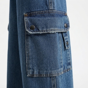 Pantalon cargo homme taille mi-haute coupe large, écologique, imperméable, en tissu 100% coton laminé, style sportif, multiples poches, élastique - Product Image 4