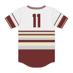 Wholesale KAP Grey Striped <b>Pullover</b> Baseball Jersey 100% Polyester Mesh Fraternity T Shirt with Embroidered Applique Logos - Product Image 3