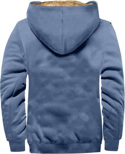 <b>Blanket</b> Leather Patch Collar Cotton High Quality Winter Mens Pull Over Hoodie Solid Fleece - Product Image 3