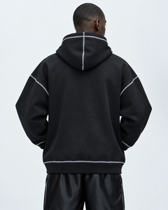 ONETEN APPAREL Pull à capuche unisexe noir à manches trois quarts respirant et léger avec col polo, chemise de golf décontractée - Product Image 3