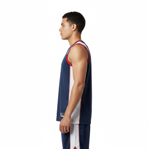Maillot de basketball d'été personnalisé en maille respirante Spandex/Polyester à séchage rapide sans manches pour homme - Product Image 3