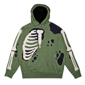 Hoodie personnalisé Street Wear avec broderie de squelettes et crânes, fermeture éclair intégrale, pour homme - Product Image 1