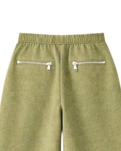 กางเกงวอร์มขายาวสีเขียวเซจแบบมีกระเป๋าซิป เอวยางยืด ผ้าฟลีซ สไตล์ลำลอง สตรีทแวร์ สำหรับผู้หญิง เหมาะสำหรับฤดูหนาว - Product Image 5