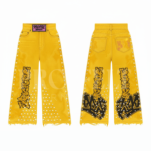 Pantalones de chándal unisex de corte holgado, de peso pesado, con dobladillo desgastado, a la moda y con estilo, personalizados, al por mayor - Product Image 5