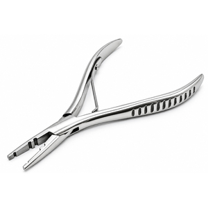 Pince de retrait d'extensions capillaires en acier inoxydable avec poignée ergonomique rainurée, ouvre-anneaux micro-liens, outils de démolition de liens à la kératine - Product Image 1