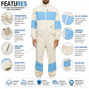 Ensemble coupe-vent personnalisé en gros, fabricant de vestes et pantalons de sport légers, vêtements de course et d'entraînement en plein air - Product Image 1