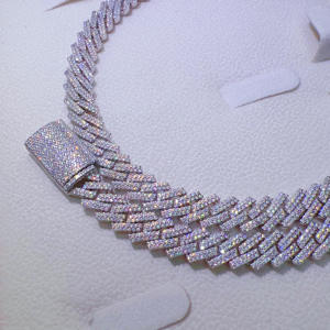 Popular Style Square Shape Hip Hop <b>Iced</b> <b>Out</b> 925 Silver Moissanite Diamond Pass Diamond Tester Miami Cuban <b>Chain</b> Necklace for Men - Product Image 2