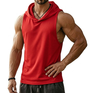 OEM Bulk Customizable Men Muscle Fit Hooded Tank Top Cotton Blend Sleeveless Gym Training <b>Athletic</b> Performance Tank Tops For Men - Product Image 1