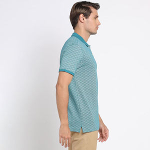 Mens Printed Polo Shirt Micro Pattern Contrast Collar Short Sleeve Breathable Cotton Blend Casual Wear - Product Image 4
