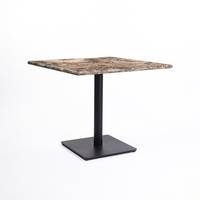 Table de salle à manger Ganpati GN1070 en marbre Emperador foncé moderne, base en métal noir, pliable et portable, pour hôtel et restaurant