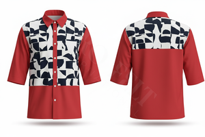 Chemise personnalisée à motif damier imprimé, manches courtes, boutonnée, tendance, confortable et élégante, coupe longue - Product Image 2