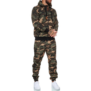 Custom Womens <b>Camouflage</b> Hooded <b>Tracksuit</b> 100% Polyester Full Zip Sweatshirt Pants Set Casual Winter Sportswear OEM - Product Image 3