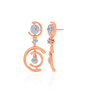 Boucles d'oreilles pendantes en spirale Celeste, en or rose, avec diamants taille brillant rond, design minimaliste, pour femme - Product Image 3