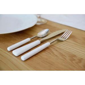 Ensemble de couverts en acier inoxydable plaqué argent avec manche en os blanc en acier inoxydable cuillère de Noël fourchette et couteau - Product Image 1