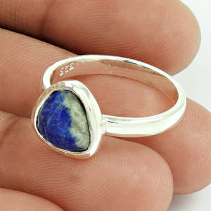 Best Selling 925 Sterling Silver <b>Ring</b> Studded With Genuine <b>Lapis</b> <b>Lazuli</b> Gemstone In Trillion Shape Handmade Designer Boho <b>Ring</b> - Product Image 1