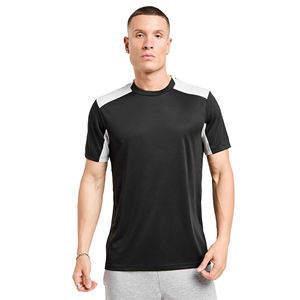 Camiseta Negra Personalizada para Hombre, Cuello Redondo, Manga Corta, Hombros en Contraste, Deportiva, Absorbe la Humedad, Ropa Deportiva Urbana - Product Image 5