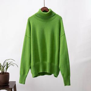 Suéter de punto personalizado para mujer, cuello alto, holgado, jersey de invierno, venta al por mayor - Product Image 6