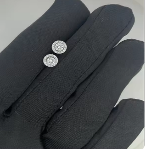 Pendientes de Halo con Diamantes Cultivados en Laboratorio de 3 Quilates Cada Uno, con Laterales de Diamantes Cultivados en Laboratorio, para Mujer, en Oro de 10 Quilates, Joyería Ecológica con Diamantes Cultivados en Laboratorio - Product Image 2