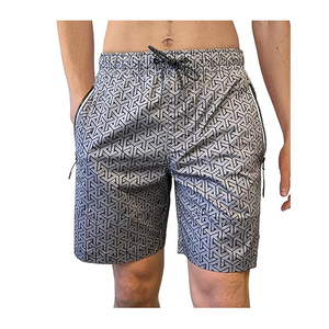 Pantalones Cortos Deportivos de Secado Rápido para Hombre al por Mayor - Pantalones Cortos de Gimnasio con Estampado Geométrico y Logotipo Personalizado con Bolsillos con Cremallera - Product Image 1