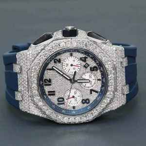 Luxury Iced Out VVS Moissanite Diamond Chronograph <b>Watch</b> Stainless Steel Hip Hop <b>Waterproof</b> <b>Men</b> Wristwatch - Product Image 2