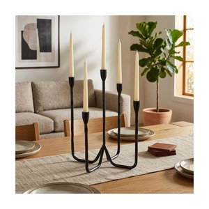Top Seller <b>Candelabra</b> With Five Arms <b>Black</b> Metal Candle Holder For Home Decoration - Product Image 4