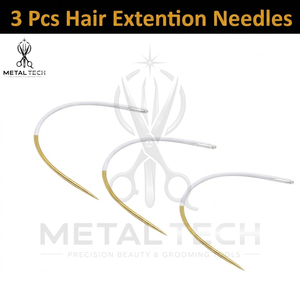 Professional <b>Hair</b> Extension Installation Kit Gold Finish Pliers Scissors Pulling Loop Needle Section <b>Clips</b> Set with Zipper Case - Product Image 3