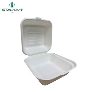 Cajas de Bagazo Impermeables Biodegradables 6x6, Material de Fibra Vegetal, Desechables, Personalizables, Contenedor de Alimentos Ecológico - Product Image 5