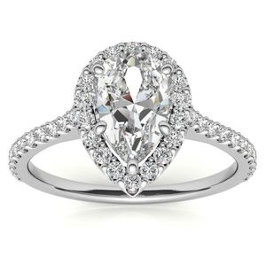 Anillo de Lujo con Moissanita Corte Pera, Plata de Ley 925 con Baño de Rodio, Anillo de Compromiso Solitario Certificado, Anillo de Boda - Product Image 1