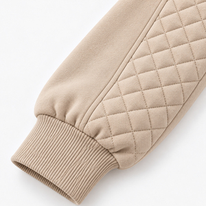 Custom Quilted Sleeve Women's Sweatshirt <b>Oversized</b> Drop Shoulder Crew Neck Rib Knit Hem Relaxed Luxury Leisure Pullover Sweaters - Product Image 4
